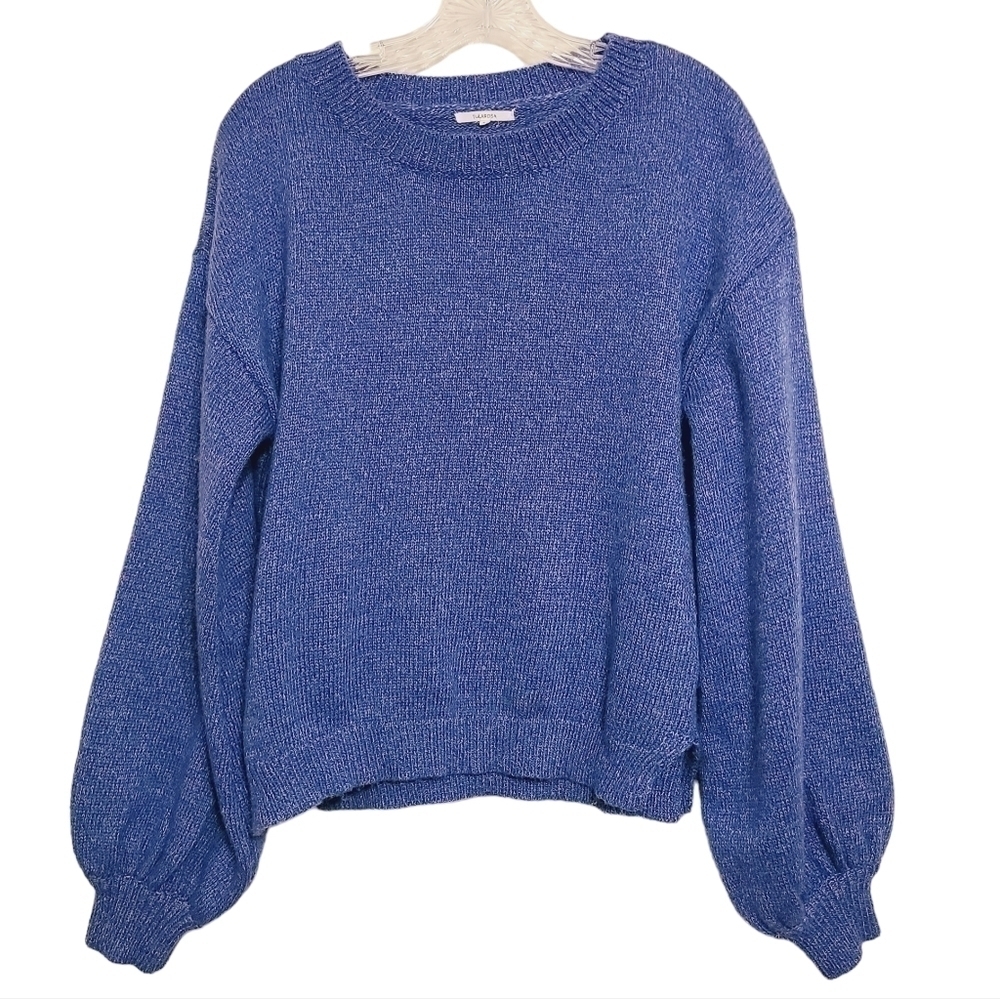 Tularosa | Women's Anna Sweater in Blue Heather w/ Balloon Sleeves (Size Small)